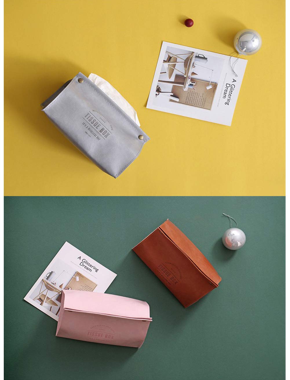 Amazon｜ティッシュケース フェイクレザー(合皮製 高級革) ティッシュ